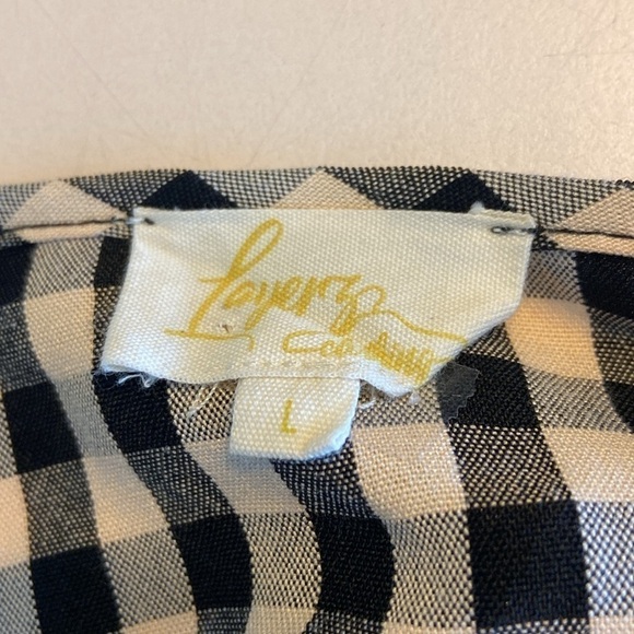 Layerz Willow Top. Black and cream gingham with plum embroidered sleeves. - Picture 6 of 7